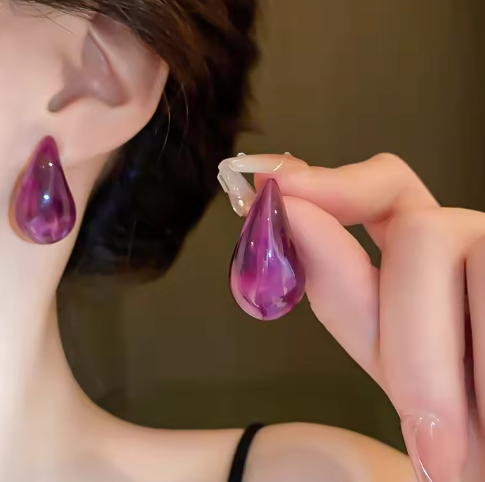 Chunky Acrylic Droplet Water Drop Earrings NM5382
