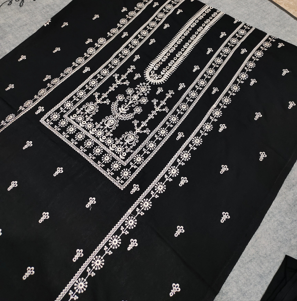 Embroidered Unstitched 2Piece Jet Black Winters Dress