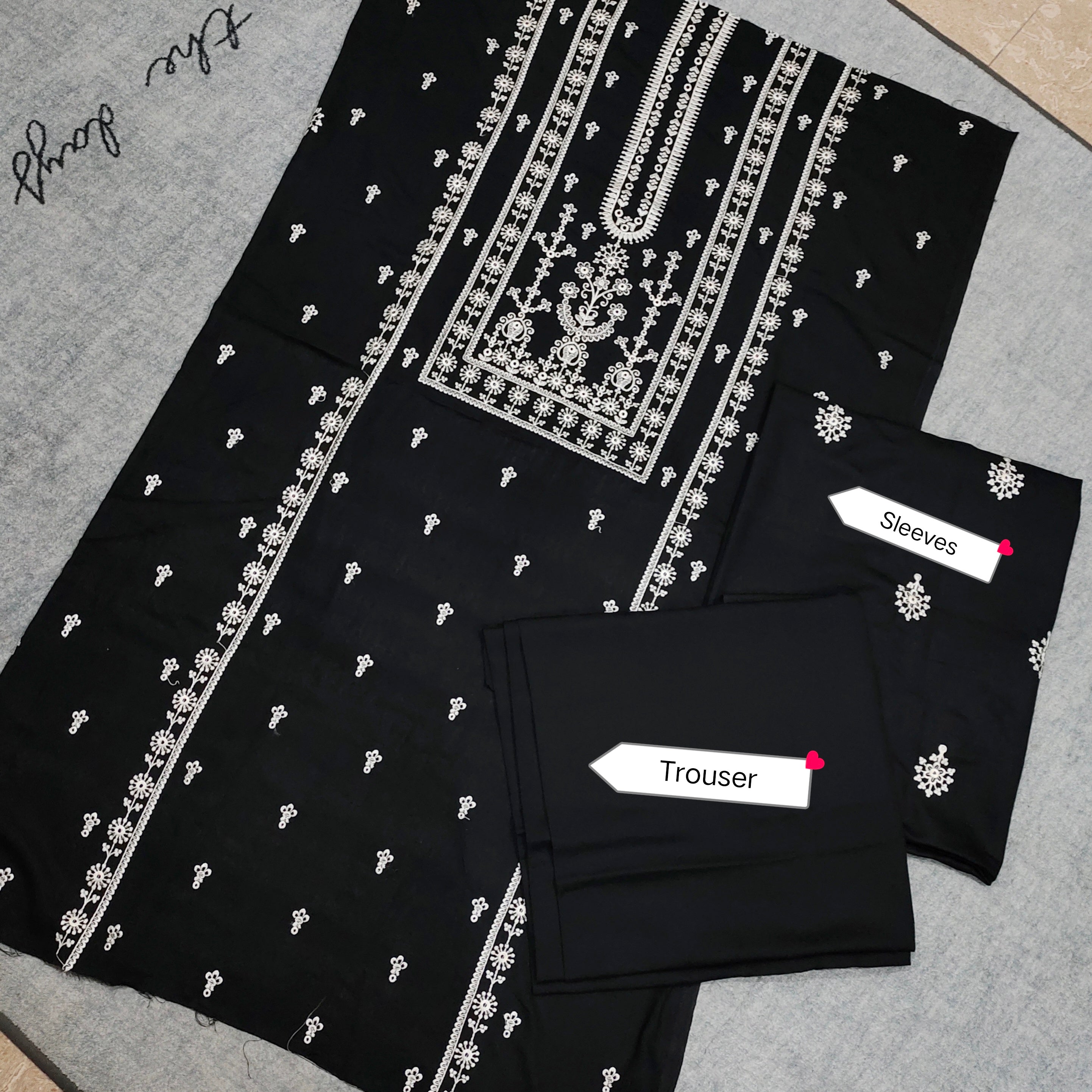 Embroidered Unstitched 2Piece Jet Black Winters Dress