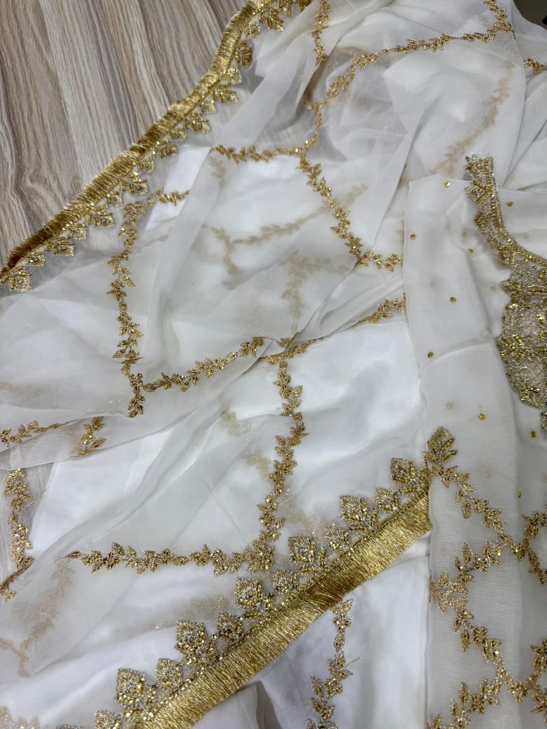 Semi Pure Chiffon & Shamos Silk Bridal Nikah Lehnga