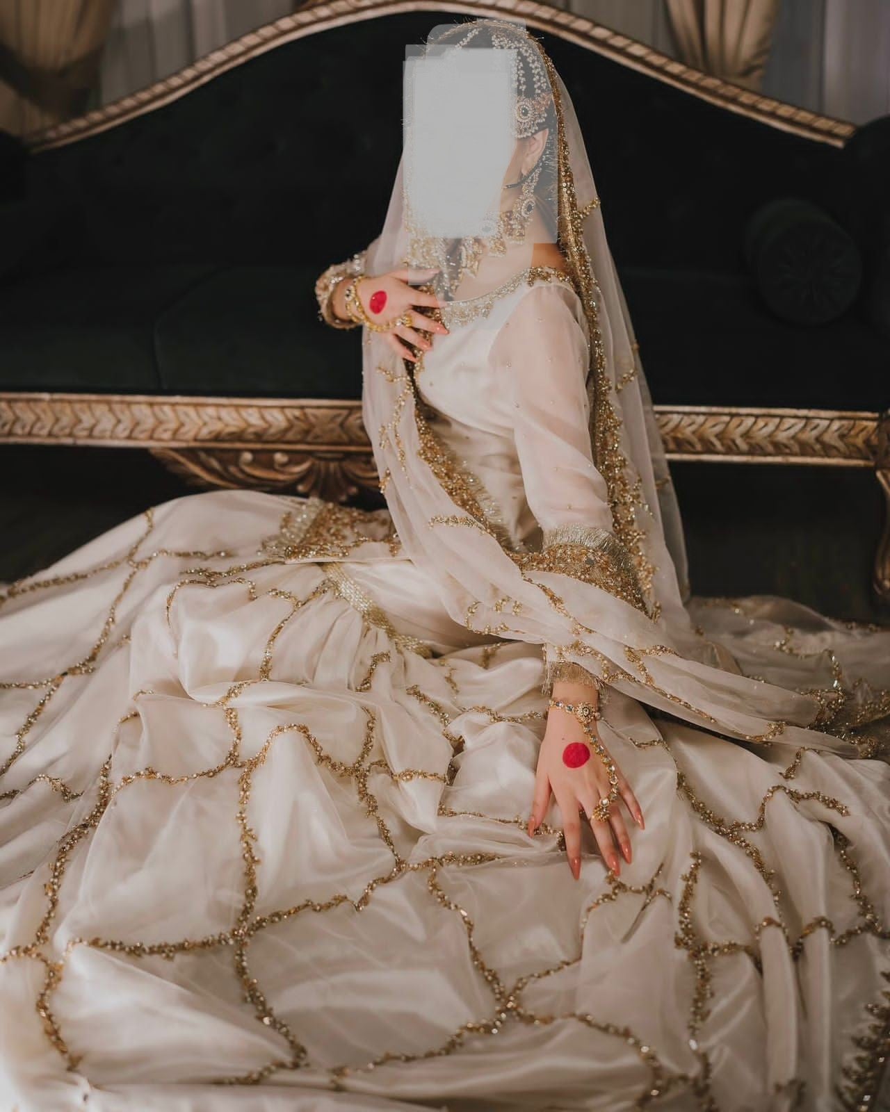 Semi Pure Chiffon & Shamos Silk Bridal Nikah Lehnga