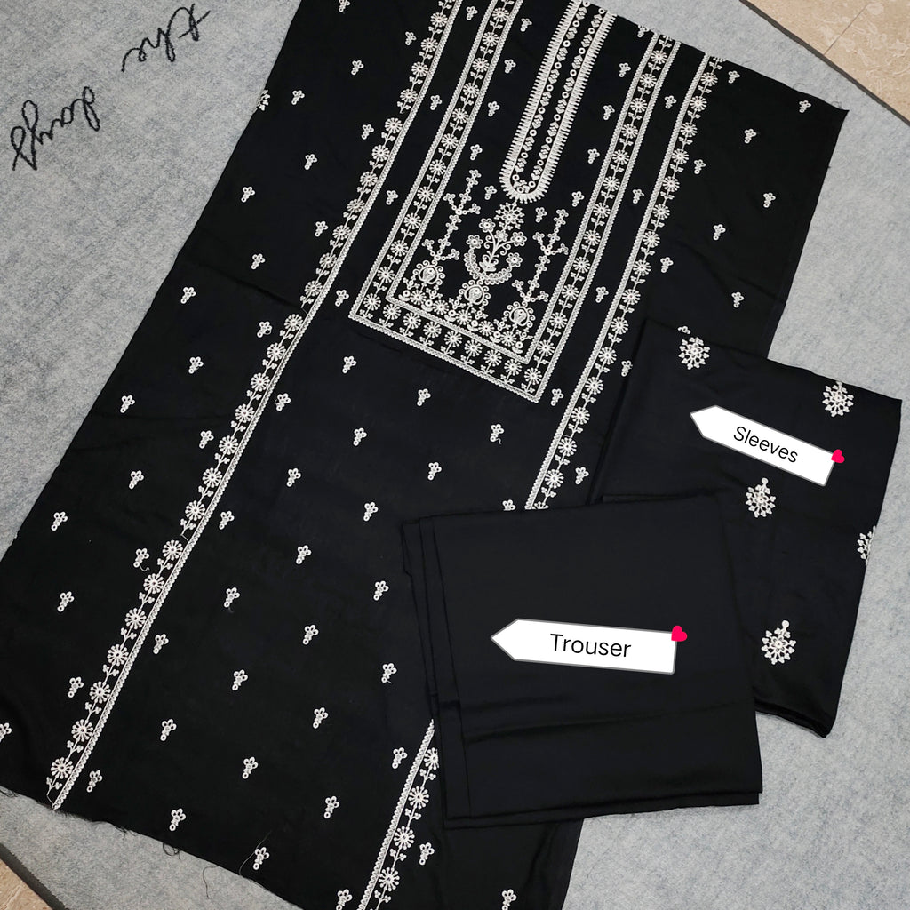 Embroidered Unstitched 2Piece Jet Black Winters Dress