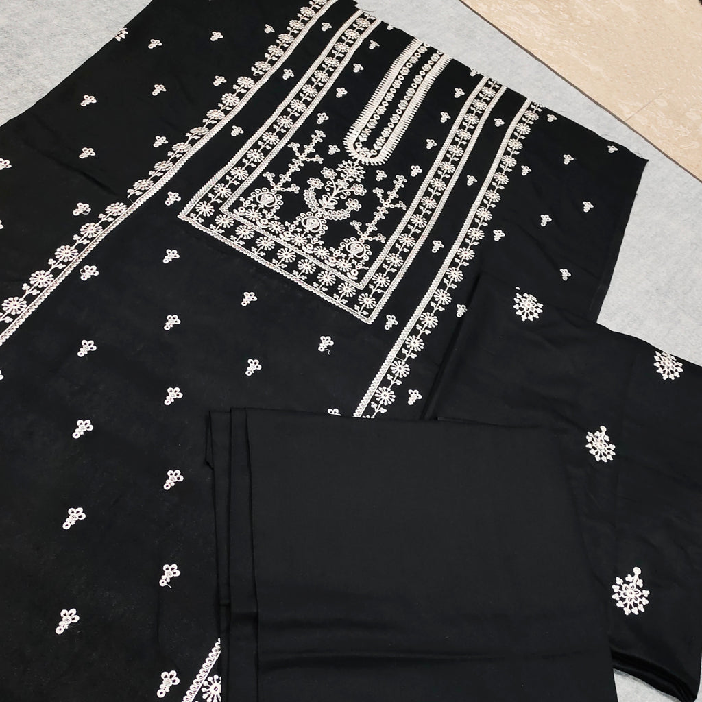 Embroidered Unstitched 2Piece Jet Black Winters Dress