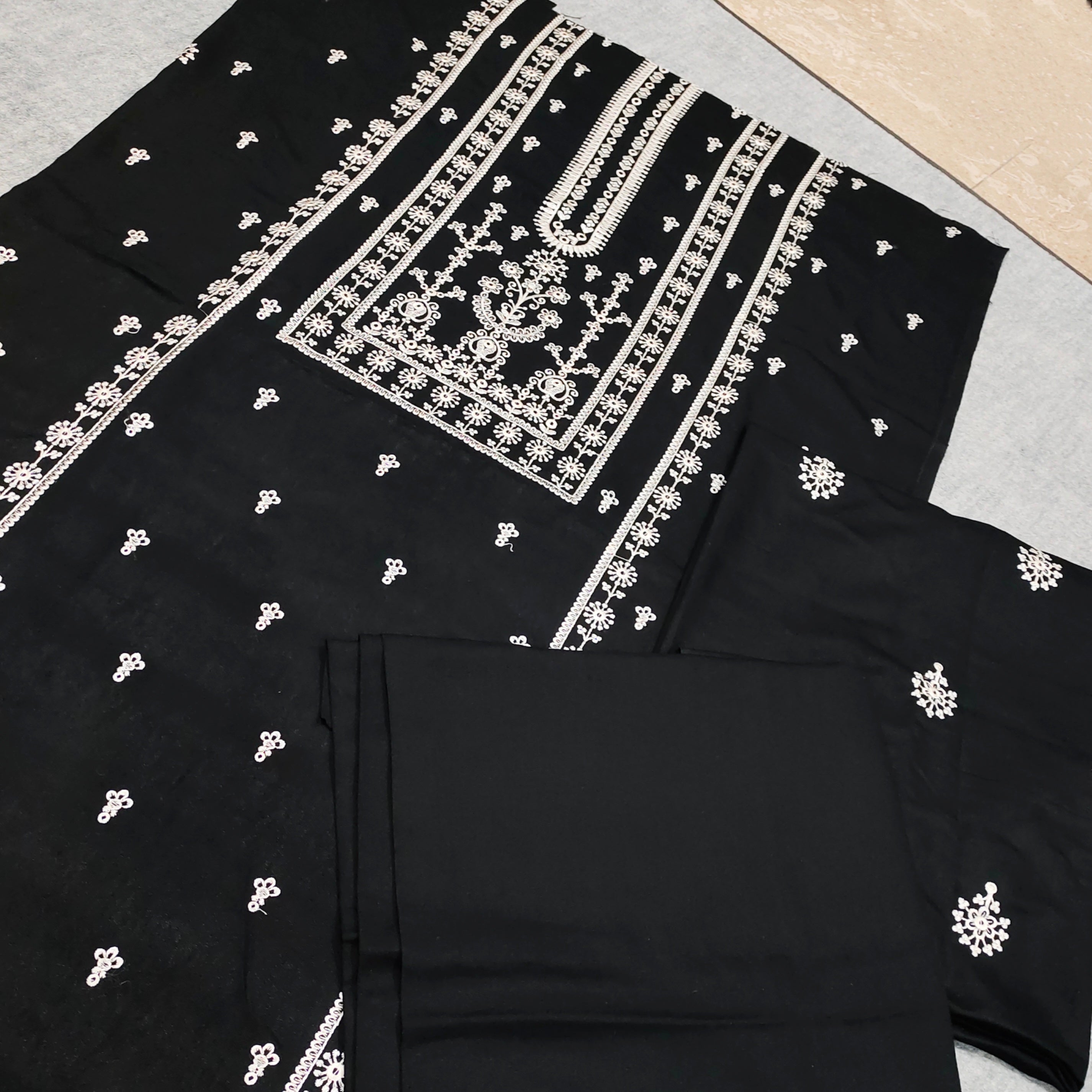 Embroidered Unstitched 2Piece Jet Black Winters Dress