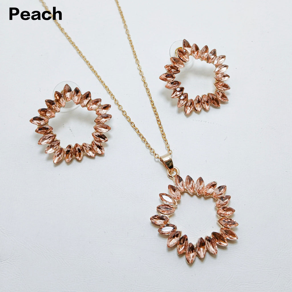 Premium Circle Zircon Pendant & Earrings AJ082610031