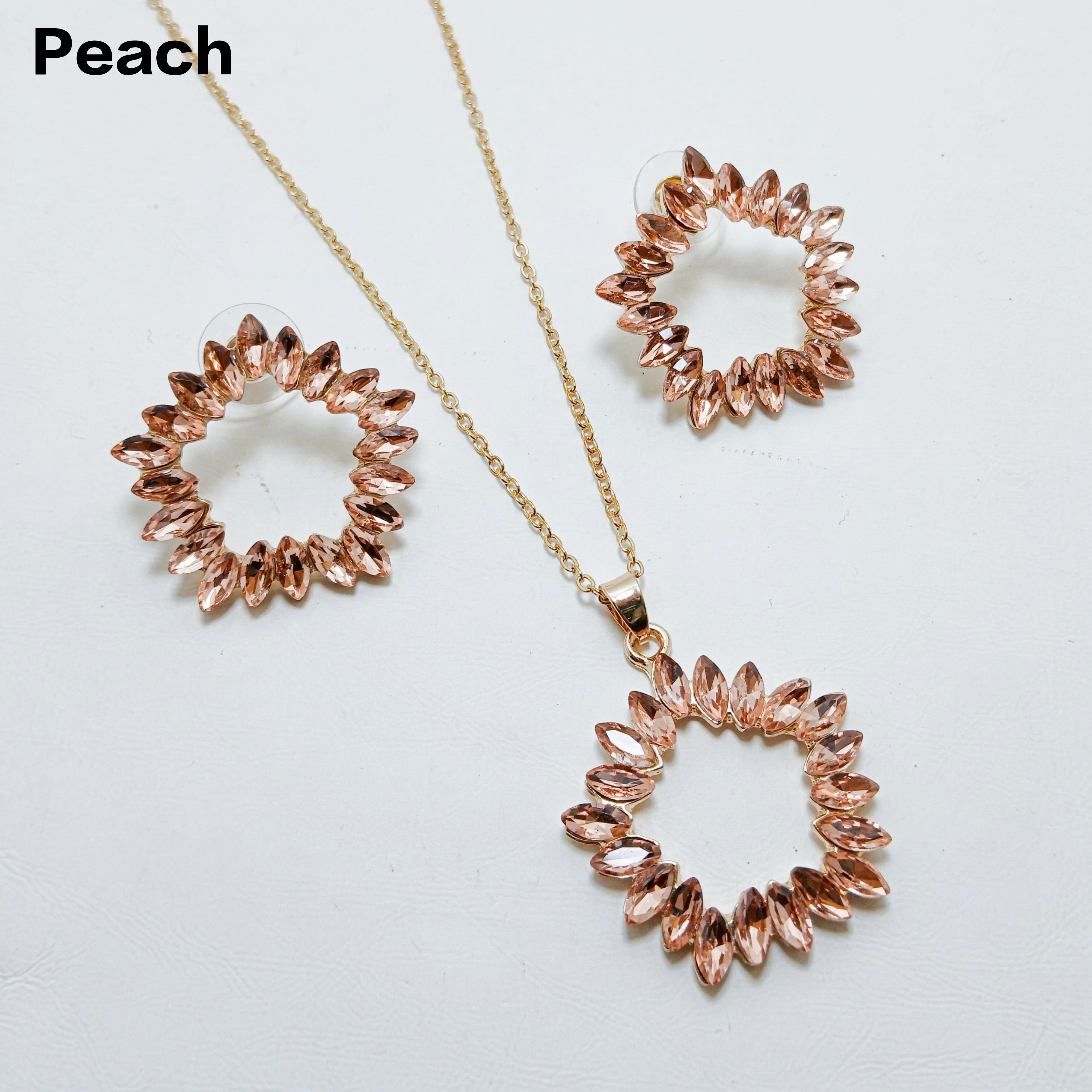 Premium Circle Zircon Pendant & Earrings AJ082610031