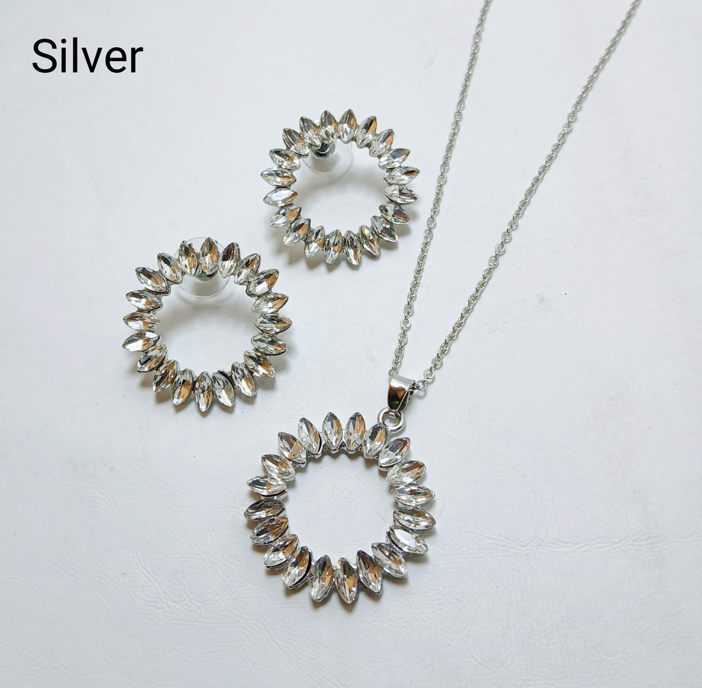 Premium Circle Zircon Pendant & Earrings AJ0825635