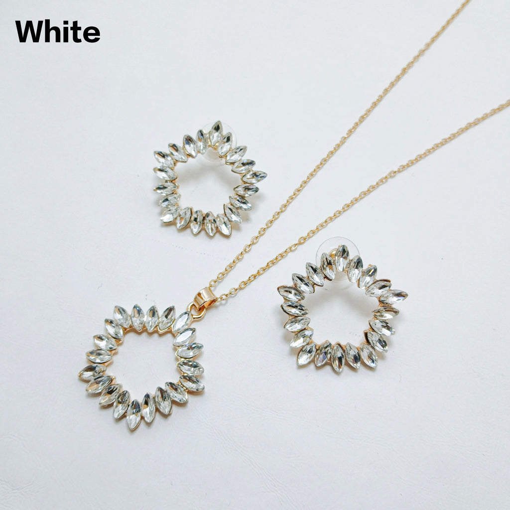 Premium Circle Zircon Pendant & Earrings AJ082610031