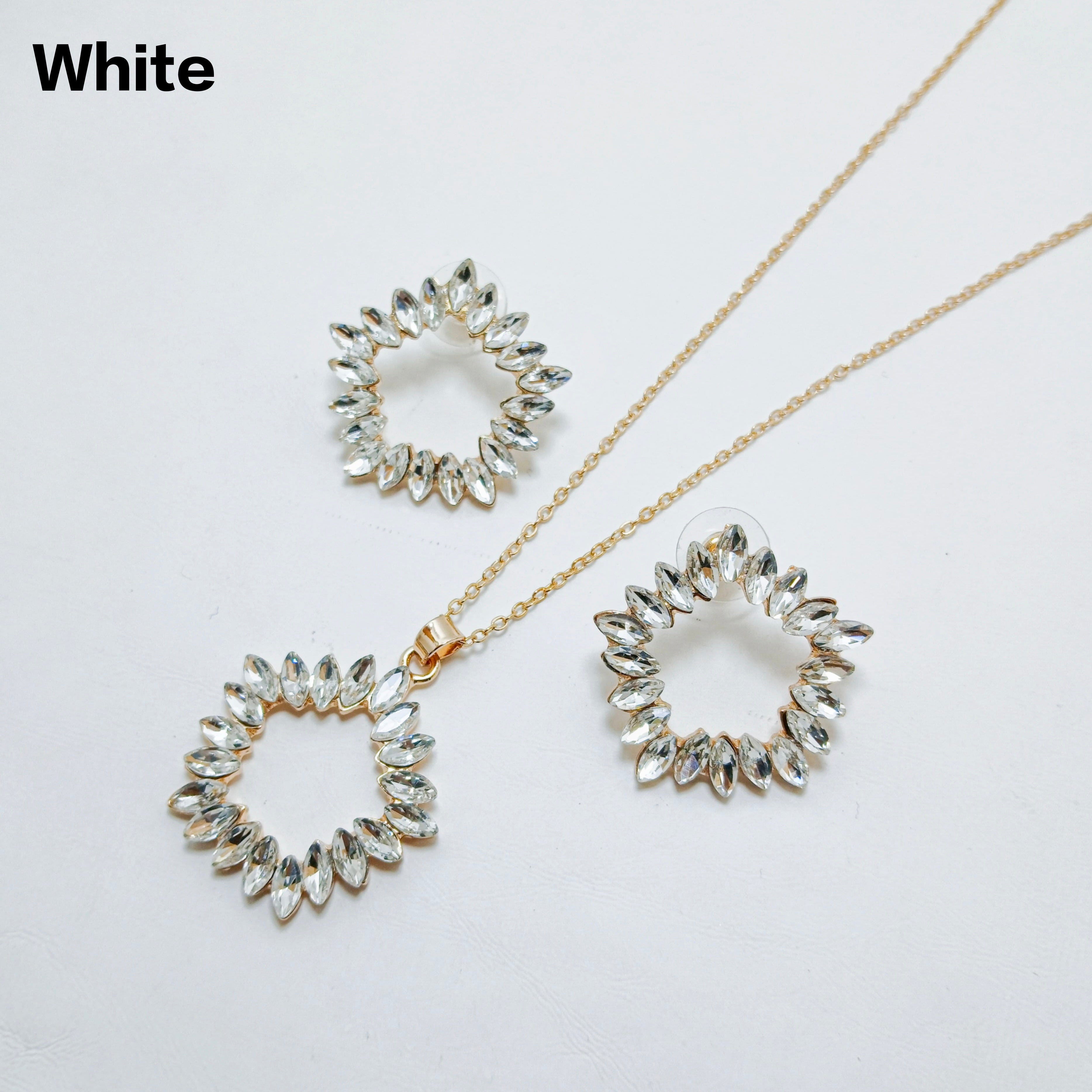 Premium Circle Zircon Pendant & Earrings AJ082610031