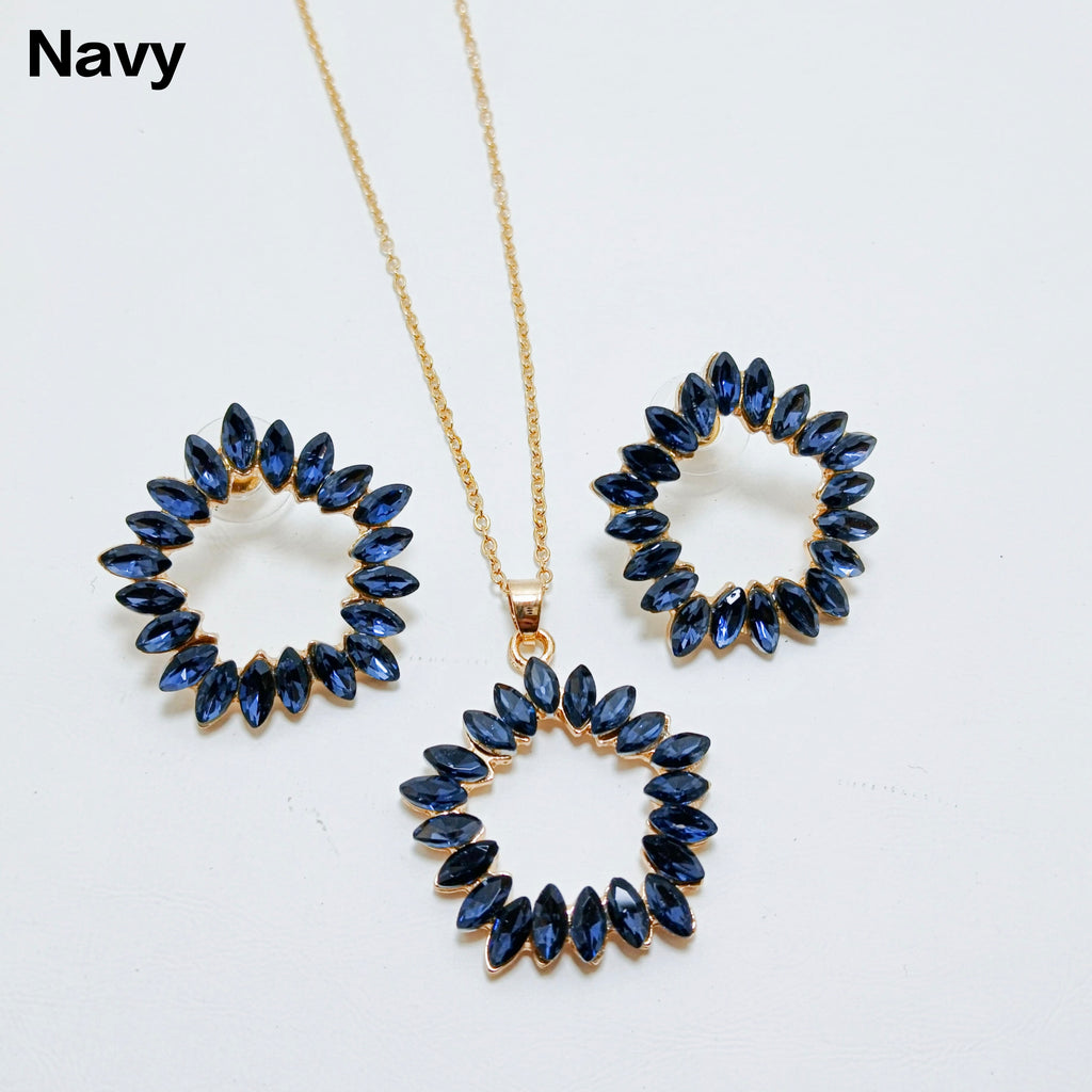 Premium Circle Zircon Pendant & Earrings AJ082610031